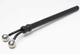 Screenshot 2025-08-27 121702 Black dual-sphere therapy probe with flexible metal ball ends used for targeted microcurrent stimulation.